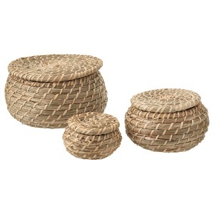 IKEA FRYKEN box with lid, set of 3, seagrass, Ikea Ireland | 0698FVUXK