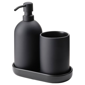 IKEA GANSJÖN 3-piece bathroom set Black, Ikea Ireland | 6490INUAE