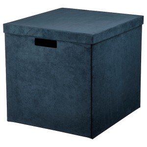 IKEA GJÄTTA storage box with lid, velvet dark blue, 12 ½x13 ¾x12 ½ in, Ikea Ireland | 5391JAQWN