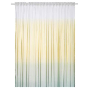 IKEA GLASÖRT sheer curtain, 1 piece, 118x98 in Light Yellow / Gray / Turquoise, Ikea Ireland | 3198IACYK