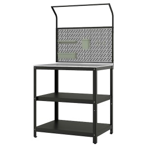 IKEA GRILLSKÄR kitchen island w back panel, stainless steel/outdoor, 33 7/8x24x69 1/4 in, Ikea Ireland | 7418DNHVS