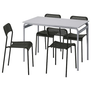 IKEA GRÅSALA / ADDE table and 4 chairs, gray gray/black, 43 1/4 in, Ikea Ireland | 4703KNAEL