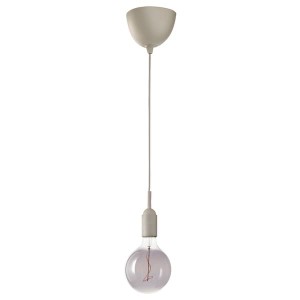 IKEA GRÅVACKA / MOLNART pendant lamp with LED bulb, beige/gray clear glass, 5 in, Ikea Ireland | 4068IFSAB