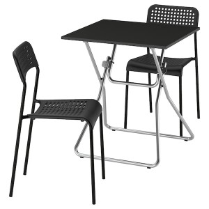 IKEA GUNDE / ADDE table and 2 chairs, folding black/black, 26 3/8x26 3/8 in, Ikea Ireland | 9837MDVZW