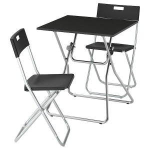 IKEA GUNDE / GUNDE table and 2 folding chairs, folding black/black, 26 3/8x26 3/8 in, Ikea Ireland | 2697RPJBN