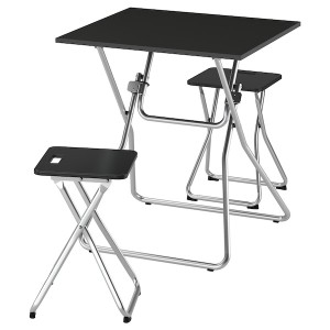 IKEA GUNDE / GUNDE table and 2 stools, folding black/folding black, 26 3/8x26 3/8 in, Ikea Ireland | 4092RHISL