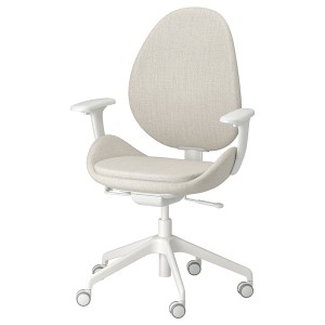 IKEA HATTEFJÄLL office chair with armrests Gunnared Beige / White, Ikea Ireland | 6170XUEGH
