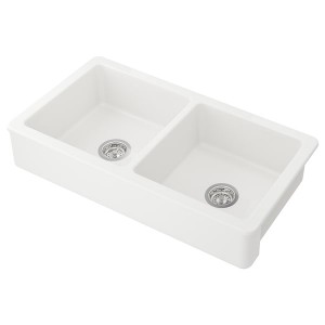 IKEA HAVSEN apron front double bowl sink, white, 37x19 in, Ikea Ireland | 4678DBOIY