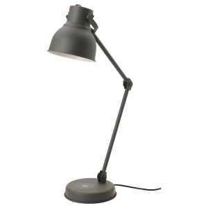 IKEA HEKTAR Work lamp w/charging+LED bulb, dark gray, Ikea Ireland | 0461DQXMU