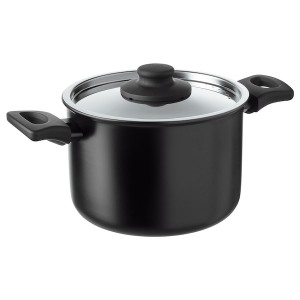 IKEA HEMLAGAD pot with lid, black, 3.2 qt, Ikea Ireland | 8612NSVRE