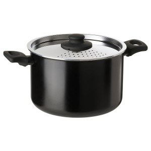IKEA HEMLAGAD pot with lid, black, 5.3 qt, Ikea Ireland | 7295AWQLO