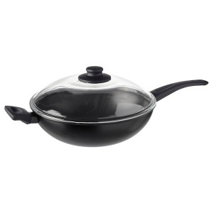 IKEA HEMLAGAD wok with lid, black, 11 in, Ikea Ireland | 7538UNJCG