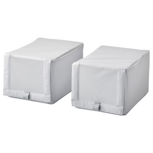 IKEA HEMMAFIXARE shoe box, fabric stripe/white/gray, 9x13x7 in, 2 pack, Ikea Ireland | 2470IZROP