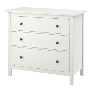 IKEA HEMNES 3-drawer chest, 42 1/2x37 3/4 in White Stain, Ikea Ireland | 6239JKHNE