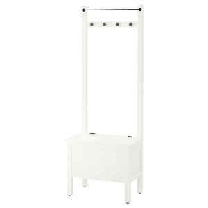 IKEA HEMNES Storage bench w/towel rail+4 hooks, 25 1/4x14 5/8x68 1/8 in White, Ikea Ireland | 0864BYNPS