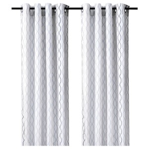 IKEA HENNY RAND curtains, 1 pair White / Dark Blue / Light Blue / Light Gray, Ikea Ireland | 1278HXCAG