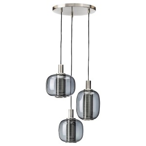 IKEA HÖGVIND pendant lamp with 3 lamps, nickel plated/gray glass, 16 in, Ikea Ireland | 1048RUDLV