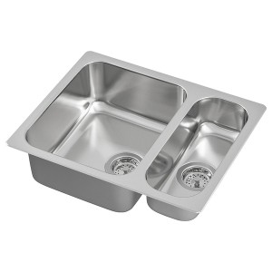 IKEA HILLESJÖN 1 1/2 bowl dual mount sink, stainless steel, 22 7/8x18 1/8 in, Ikea Ireland | 0259JEVGL