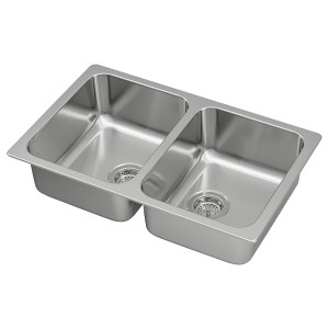 IKEA HILLESJÖN double bowl top mount sink, stainless steel, 29 1/2x18 1/8 in, Ikea Ireland | 0964APQRT