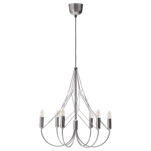IKEA HÅRMÖJA chandelier, 6-armed, brushed stainless steel, 24 in, Ikea Ireland | 6451ZLYSM