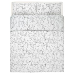 IKEA HÄSTHAGE duvet cover and pillowcase(s), King White / Black, Ikea Ireland | 9753JLGYM