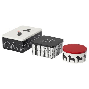 IKEA HÄSTHAGE tin with lid, set of 3, multicolor, Ikea Ireland | 0896TNSLP