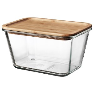 IKEA IKEA 365+ food container with lid, 61 oz Rectangular Glass / Bamboo, Ikea Ireland | 3158DBMSK