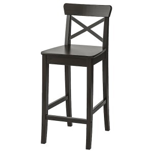 IKEA INGOLF Bar stool with backrest, brown-black, Ikea Ireland | 4358BEOCN