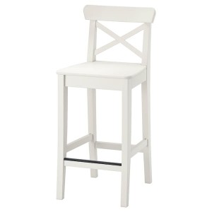 IKEA INGOLF Bar stool with backrest, white, 24 3/4 in, Ikea Ireland | 7431STYRP