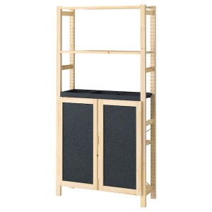 IKEA IVAR shelf unit with doors, pine/felt, 35x11 3/4x70 1/2 in, Ikea Ireland | 2487OEXBP