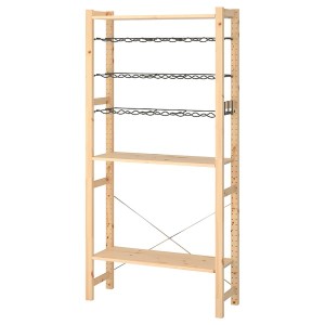 IKEA IVAR shelving unit with bottle racks, pine/gray, 35x11 3/4x70 1/2 in, Ikea Ireland | 3816NWYFM