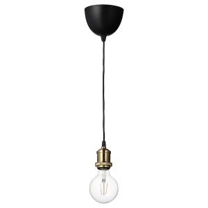 IKEA JÄLLBY / LUNNOM pendant lamp with LED bulb, brass plated globe Clear, Ikea Ireland | 5247DSZBI