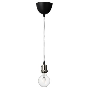 IKEA JÄLLBY / LUNNOM pendant lamp with LED bulb Nickel Plated / Globe Clear, Ikea Ireland | 9367QCDEW