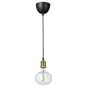 IKEA JÄLLBY / MOLNART pendant lamp with LED bulb, brass plated Ellipse Shaped Multicolor, Ikea Ireland | 6873AKNGH