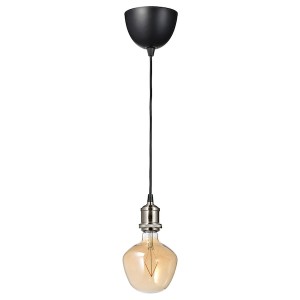 IKEA JÄLLBY / MOLNART pendant lamp with LED bulb Nickel Plated / Bell / Shaped Brown Clear Glass, Ikea Ireland | 5421WUVDS