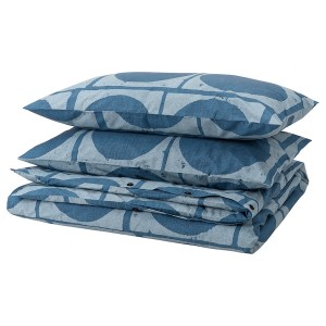 IKEA JORDRANUNKEL duvet cover and pillowcase(s), Full/Queen (Double/Queen) Dark Blue, Ikea Ireland | 9453HPKCS