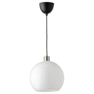 IKEA JÄRPLIDEN pendant lamp, white glass/nickel plated, 12 in, Ikea Ireland | 3789TOUPZ