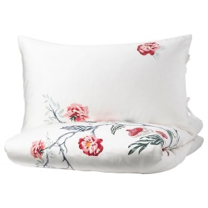 IKEA JÄTTELILJA duvet cover and pillowcase(s), Full/Queen (Double/Queen) White / Floral Patterned, Ikea Ireland | 1534MQTHZ