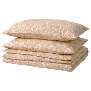 IKEA JÄTTEVALLMO duvet cover and pillowcase(s), Full/Queen (Double/Queen) Yellow / White, Ikea Ireland | 6749MFKAG