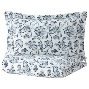 IKEA JUNIMAGNOLIA duvet cover and pillowcase(s), King White / Dark Blue, Ikea Ireland | 4295GUPLS