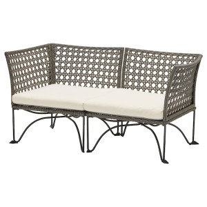 IKEA JUTHOLMEN 2-seat modular sofa, outdoor, dark gray/Kuddarna beige, 57 1/2x28 3/4 in, Ikea Ireland | 7538BMZFY