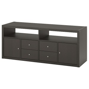 IKEA KALLAX TV storage combination, 57 3/4x15 3/8x23 1/2 in Black / Brown, Ikea Ireland | 2751ZVQBE