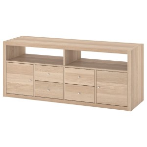 IKEA KALLAX TV storage combination, 57 3/4x15 3/8x23 1/2 in White Stained Oak Effect, Ikea Ireland | 9502OYTDH