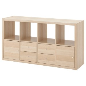 IKEA KALLAX shelf unit with 4 inserts, 57 7/8x30 3/8 in White Stained Oak Effect, Ikea Ireland | 5943RVYOD
