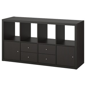IKEA KALLAX shelf unit with 4 inserts, 57 7/8x30 3/8 in Black / Brown, Ikea Ireland | 6973PTHCG
