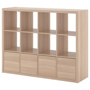 IKEA KALLAX shelf unit with 4 inserts, 57 7/8x44 1/8 in White Stained Oak Effect, Ikea Ireland | 5378PZOSK