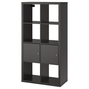 IKEA KALLAX shelf unit with doors, 30 3/8x57 7/8 in Black / Brown, Ikea Ireland | 2861LDIYG