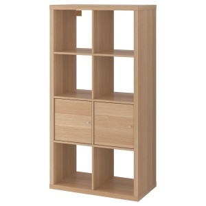 IKEA KALLAX shelf unit with doors, 30 3/8x57 7/8 in White Stained Oak Effect, Ikea Ireland | 1574TLAWD