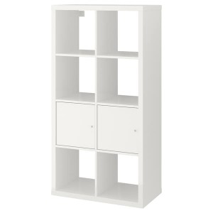 IKEA KALLAX shelf unit with doors, high-gloss, 30 3/8x57 7/8 in White, Ikea Ireland | 1436PJGXM