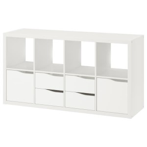 IKEA KALLAX shelving unit, with 2 doors with 4 drawers/wave shaped, 57 7/8x30 3/8 in White, Ikea Ireland | 7483OBRCM